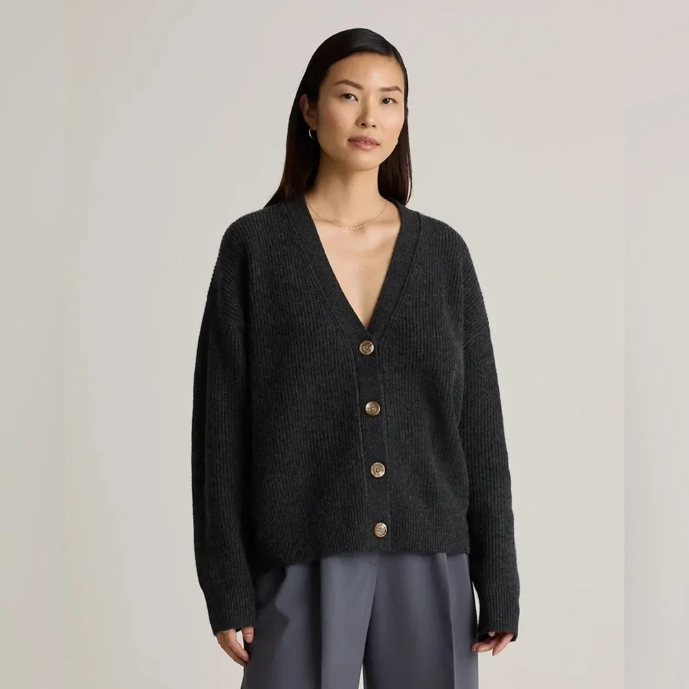 EUC Quince Mongolian Cashmere Fisherman Boxy Cropped Cardigan Sweater, Large - Picture 10 of 12